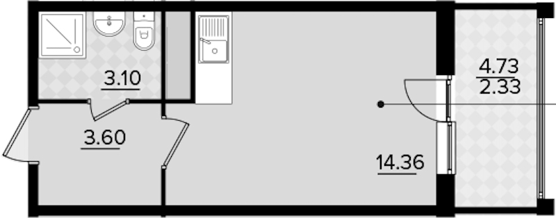 Квартира студия 23.44 м², 7/11 эт., ЖК «Панорама Невы»